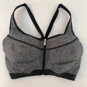 Victoria's Secret VSX Heathered Black Front Zip Sports Bra